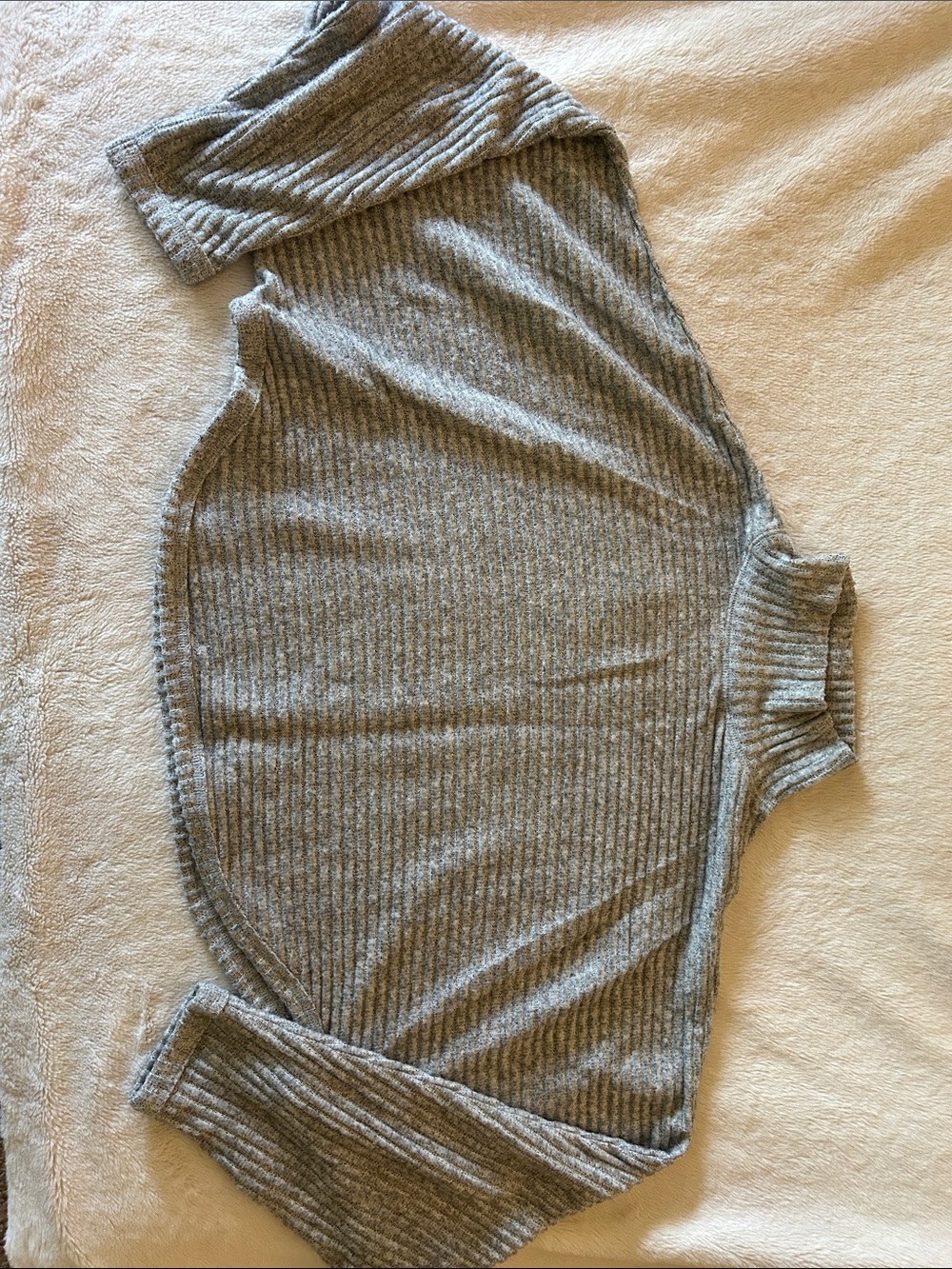 Pilcro Light Heather Gray Ribbed Mock Neck Sweater